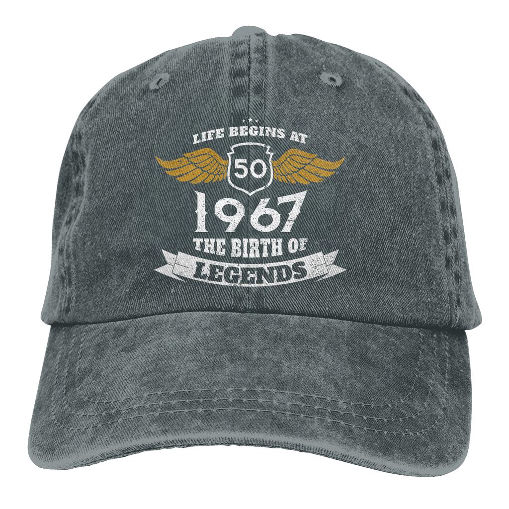 Adjustable Solid Color Baseball Cap Life Begins At 50 1967 The Birth Of Legends Washed Cotton 50 Years Old  Sports Woman Hat