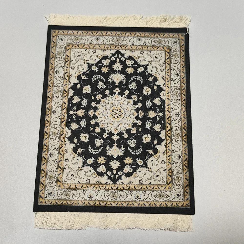 Woven flower Persian carpet small coaster wholesale merchants mouse pad desk mat retro style rubber non-slip computer desk mats
