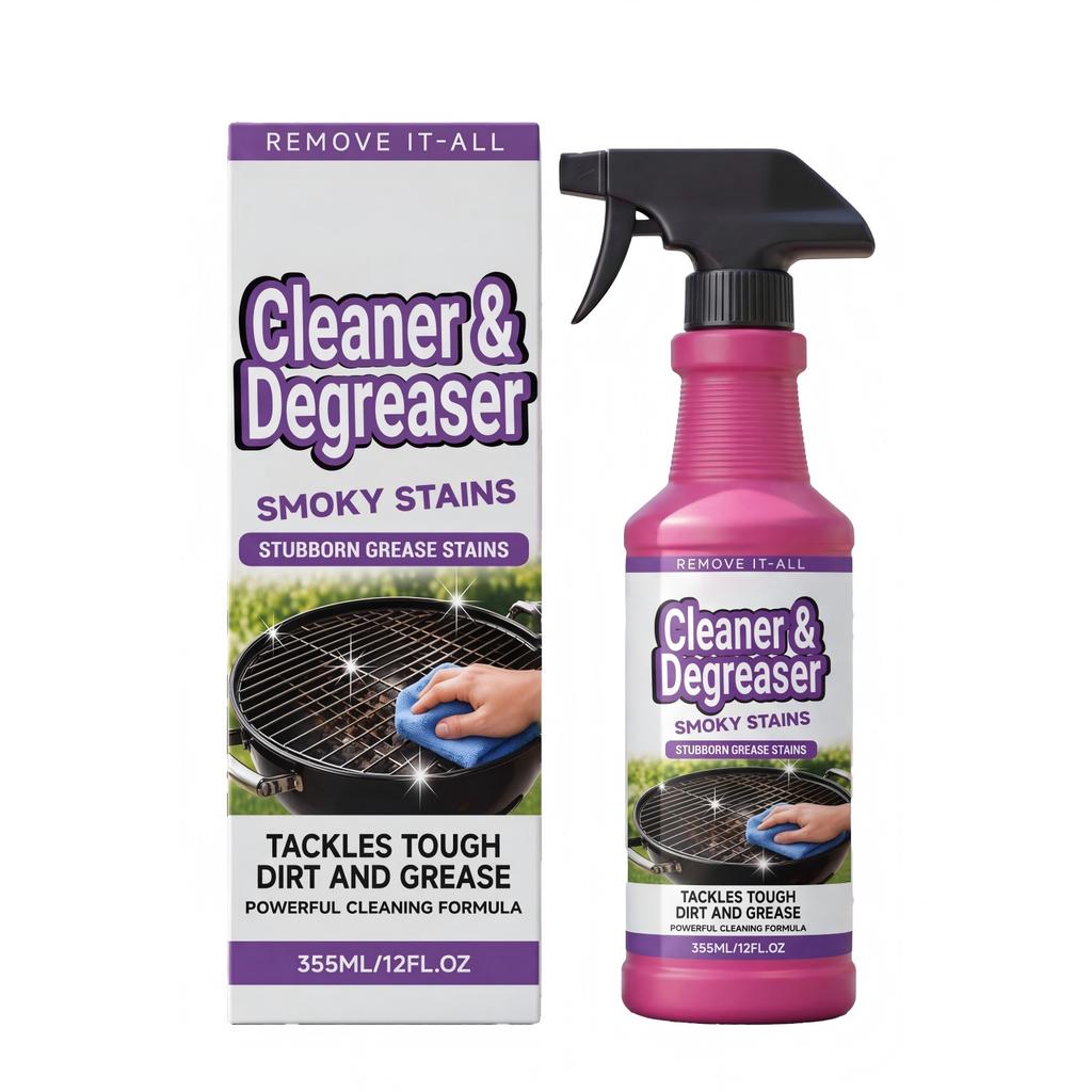 Grill Cleaner and Degreaser for Smoky Stains and Stubborn Grease 355ml Powerful Cleaning Formula for Barbecue Ovens Cookware and Outdoor Grills