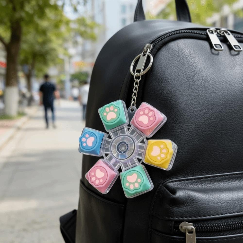 Relief Stress Keyboard Keychain 6 Keys Button Keyboard Clicker Toy Fidget Keychain  For Gifts