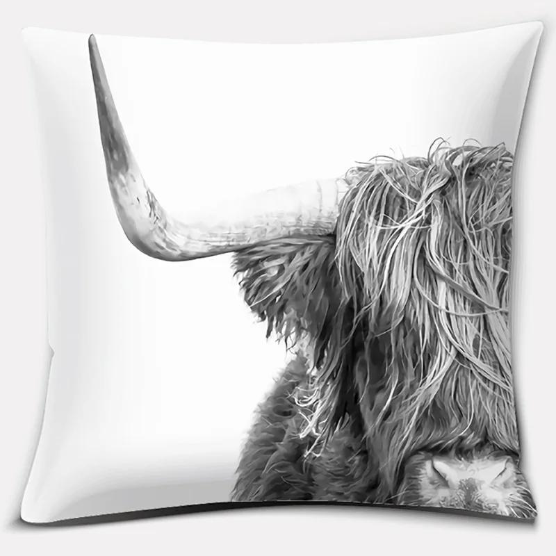 (18 Inches * 18 Inches) Scottish Highland Cow Pattern Super Soft Pillow Case Sofa Cushion Cushion Decorative Pillow