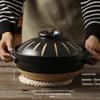 Japanse Keramische Kleipot: Multi-Use Stoofpot, Rijstkoker, Gas- en Inductiekookplaat - Kleine Maat Steen en Platte Pan voor Soepen.