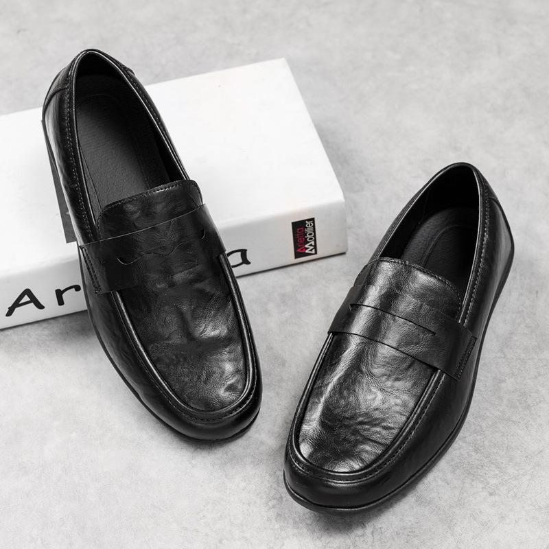 Einbeinige faule Business-Casual-Lederschuhe High-End Herren Britische weichbesohlte atmungsaktive Beanie-Schuhe Herren