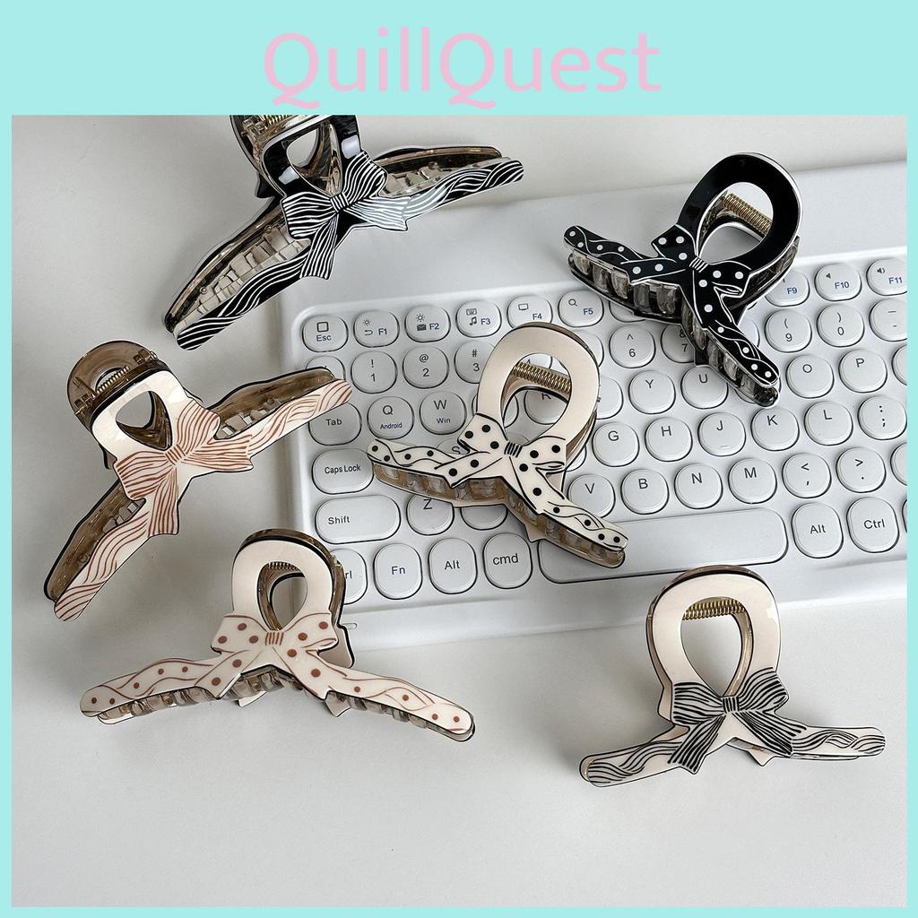 Claw Hair Elegant Clip In Polka Dot Design With Charming Bow For Daily Use