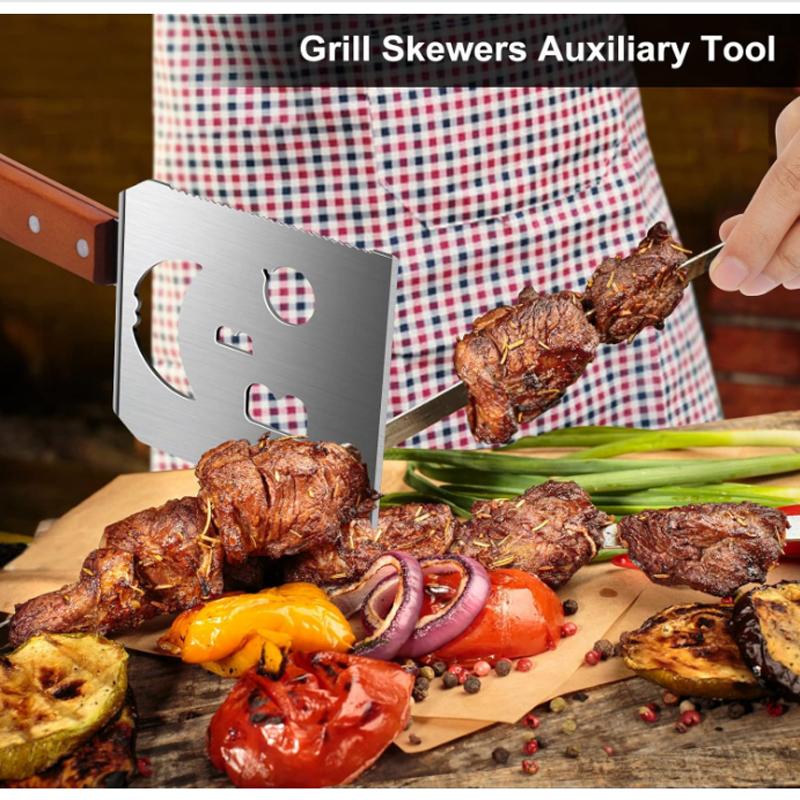 Multifunction BBQ Tool - Outdoor Grill Spatula, Stainless Steel, Wooden Handle - Best BBQ Gifts for Men