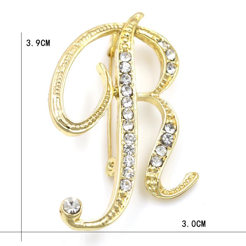 Trendy 26-Letter Rhinestone Brooch Pin - Fashion Accessory for Clothing & Bags