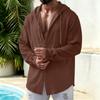 Men's Casual Linen Long Sleeve Hooded Cardigan