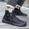 Fashion New Trend Men Ankle Boots Casual Social Chelsea Boots Outdoor Man High Top Walking Shoes All-match Leather Basic Boots for Men