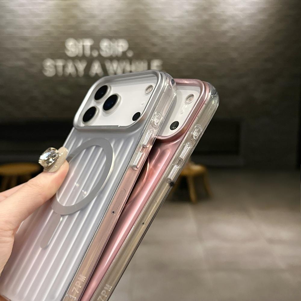 Husă magnetică 3D cu ondulații pentru bagaje, la modă, pentru iPhone 17 Pro Max 16 15 14 13, bumper TPU, încărcare wireless, husă de protecție