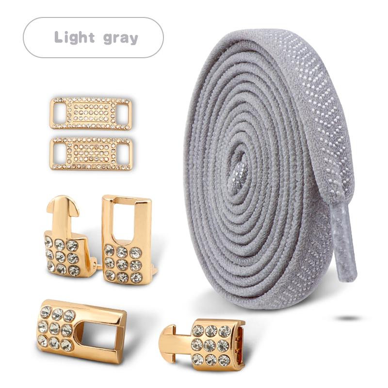 Gold Diamond buckle Shoelaces without ties Elastic Laces Sneakers Tennis No Tie Shoe laces Flat Shoelace for Shoes accessories