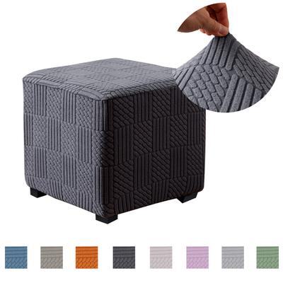3 Sizes Square Jacquard Durable  Stretch Footrest Ottoman Cover Folding Storage Stool Furniture Protector Slipcover