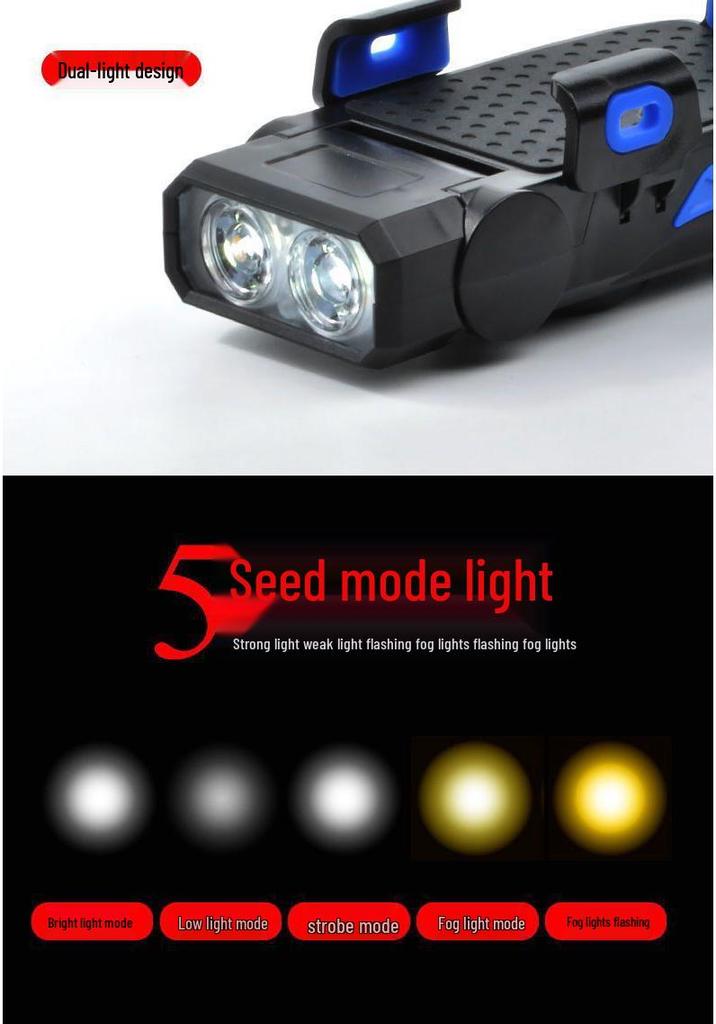 4-in-1 Bicycle Light: Headlight, Phone Holder, Horn & Power Bank for Night Riding