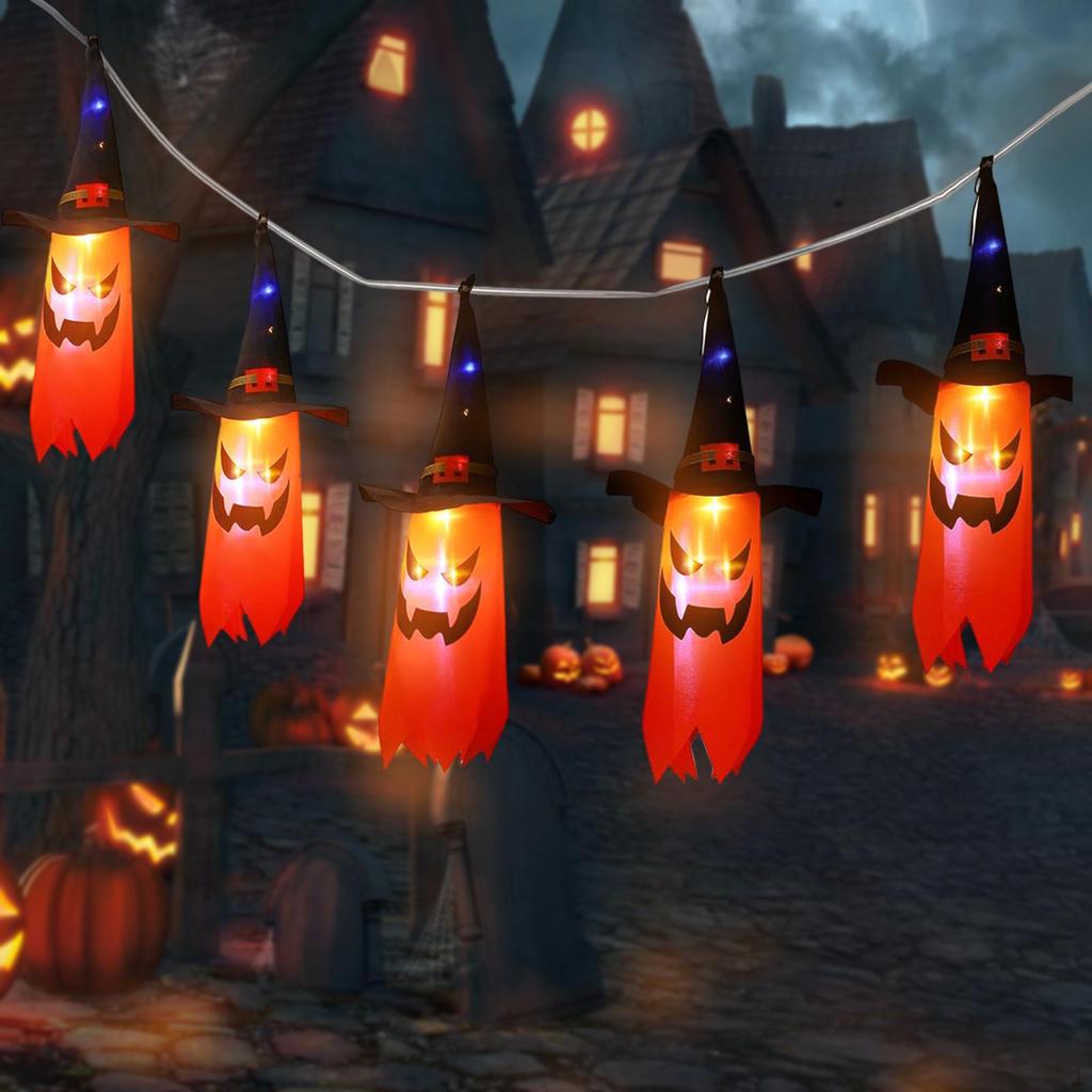 Hanging Lighted Glowing Ghost Garden Lawn Window Porch Halloween Decorations