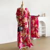 African Large Robe Simulation Silk Skirt Large Size Dress Sunscreen Shawl Two-Piece Print