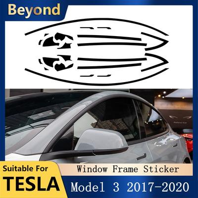Samolepka na okenní rám do auta pro Tesla Model 3 Exteriérové ​​dekorace Příslušenství PVC klika dveří Černé ochranné lišty