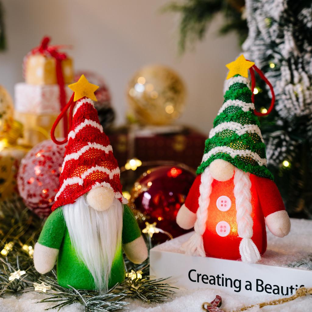 Adorable Knitted Christmas Decorations With Striped Beanie Gnome Star Ornaments