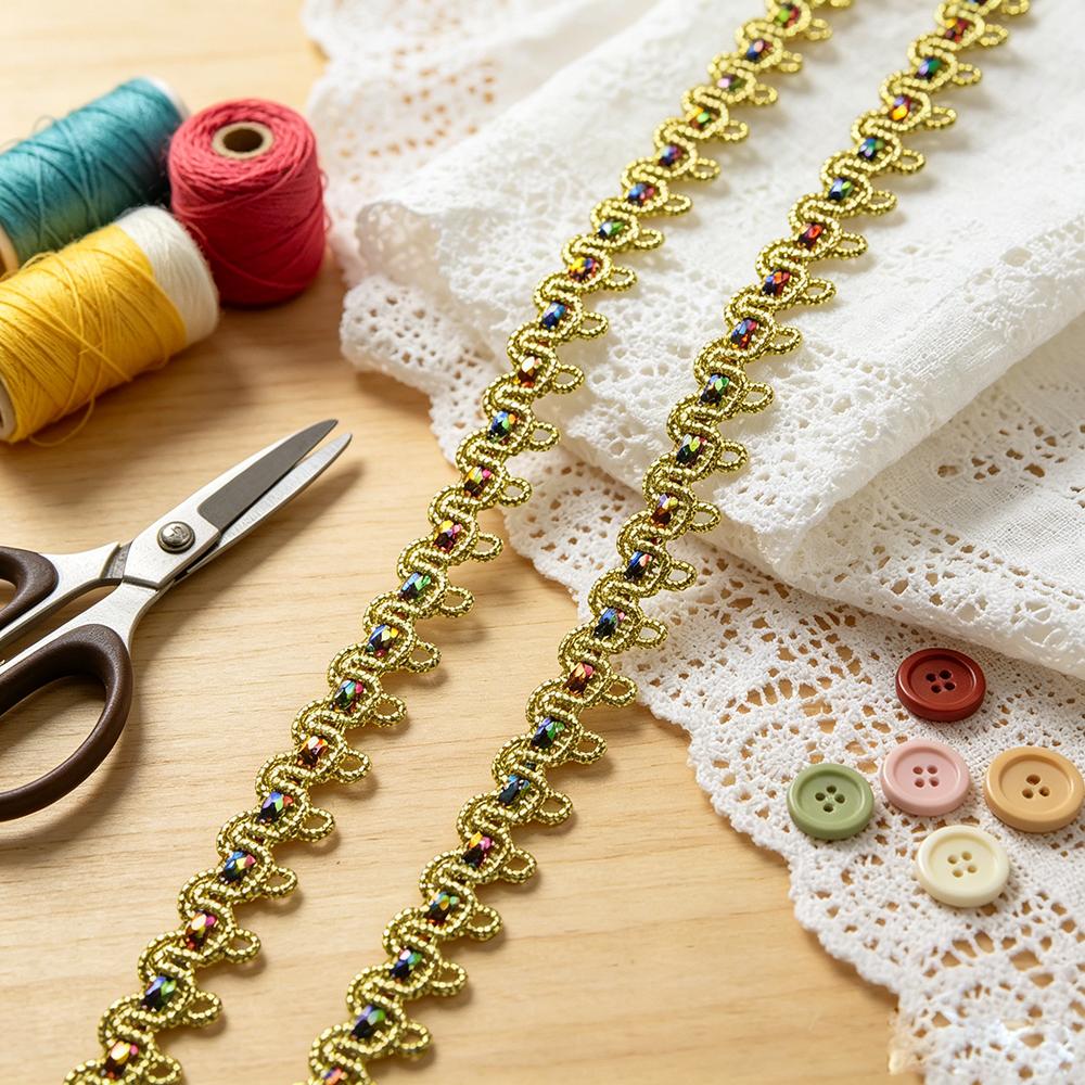 5 meters/16.4ft each pack lace sewing golden trims golden 1.0cm wide ribbons curtain curve accessory handmade DIY craft bra dress gowns decoration