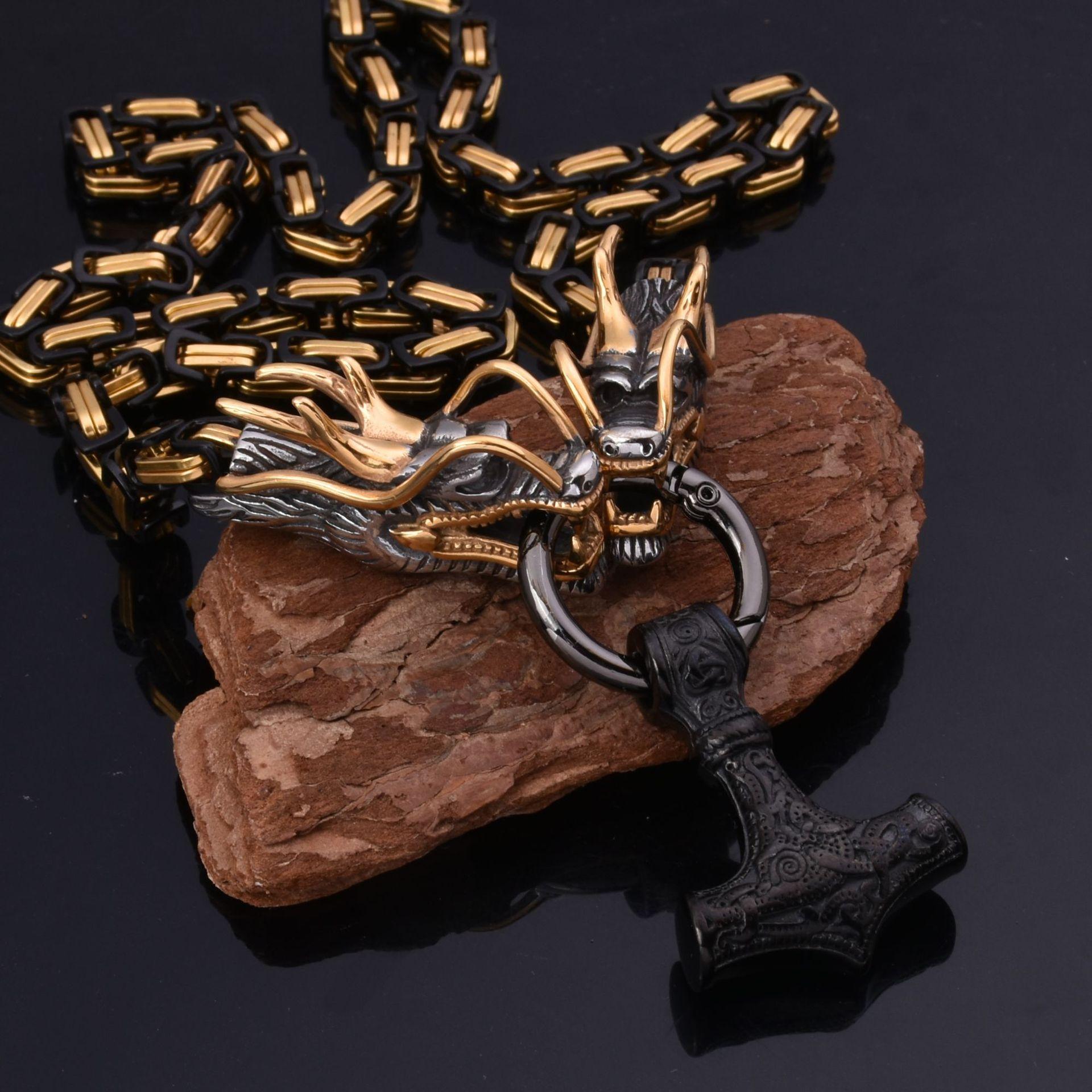 

Чоловічий владний кулон-намисто з нержавіючої сталі Молот Тора 70CM