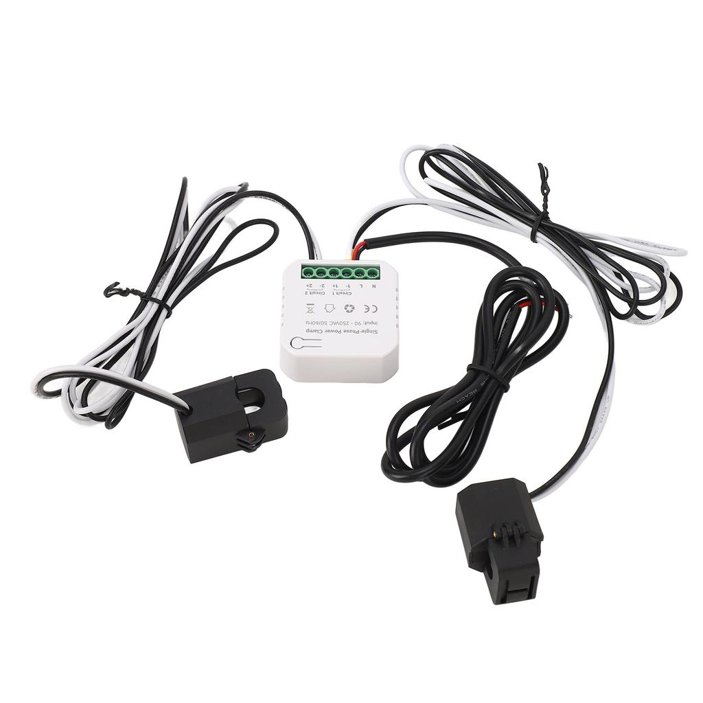 Compteur d'énergie WiFi intelligent bidirectionnel Moniteur de consommation d'énergie KWh bilatéral 90?250VAC avec 2 TC 80A pour