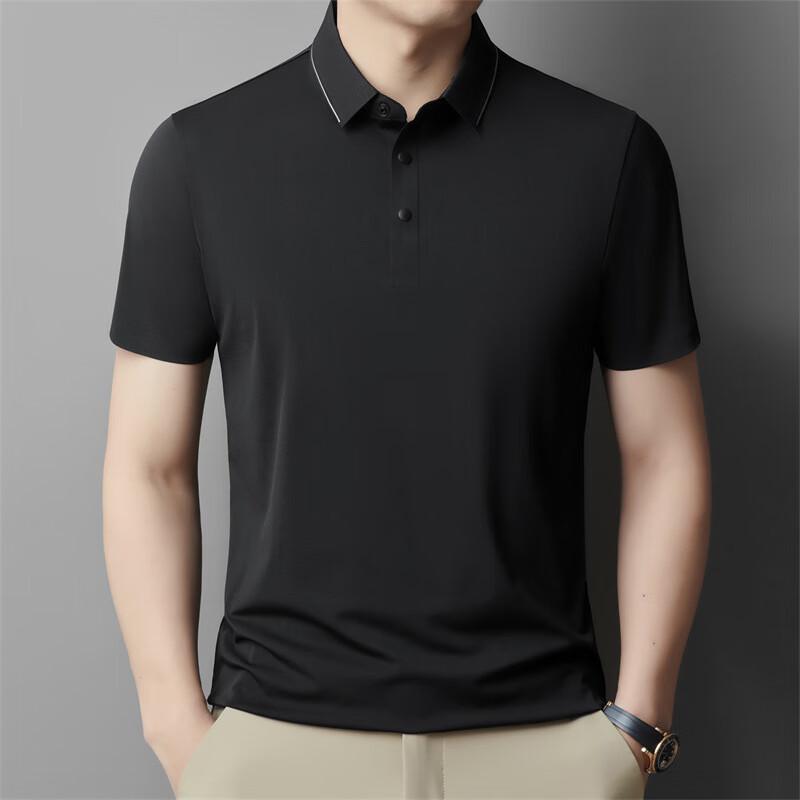 JIAOXIU Men s Ice Silk Lapel T-Shirt M