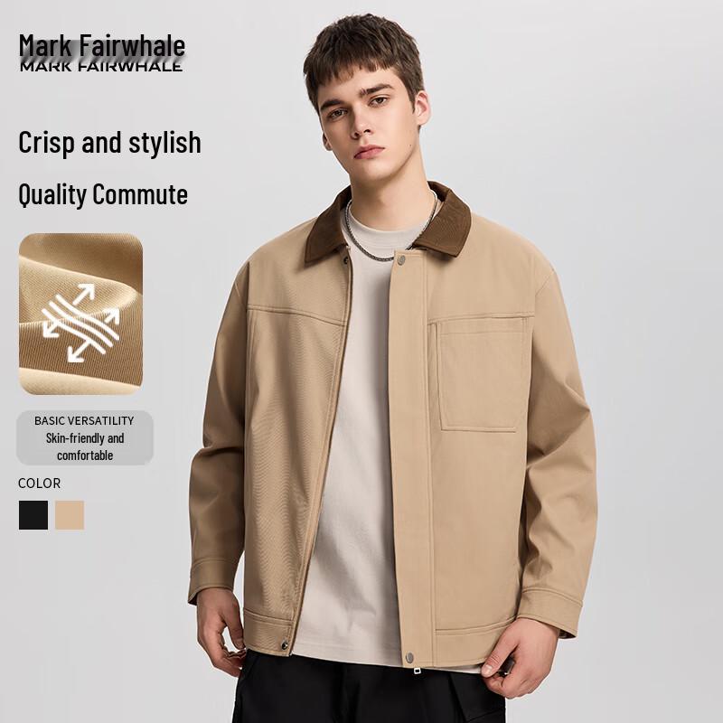 

Mark Fairwhale Men s Fall Color-block Detroit Style Lapel Workwear Jacket L