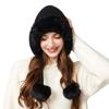 Cashmere Thick Knitted Hat Women's Warm Three-Ball Pullover Cap Outdoor Cold-Proof Ear Protection Plush Cap