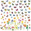 9 Sheets Spring Window Clings Flower Butterfly Window Stickers Floral Static PVC Decals for Easter Spring Home Office Classroom Decor