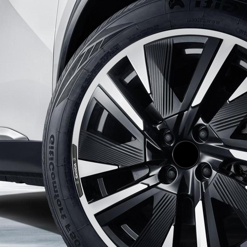 AAABO1 Car Wheel Hub Edge Sticker Emblem Decoration For Skoda Octavia Fabia Rapid Superb Kodiaq Scala Karoq Citigo Kamiq Accessories