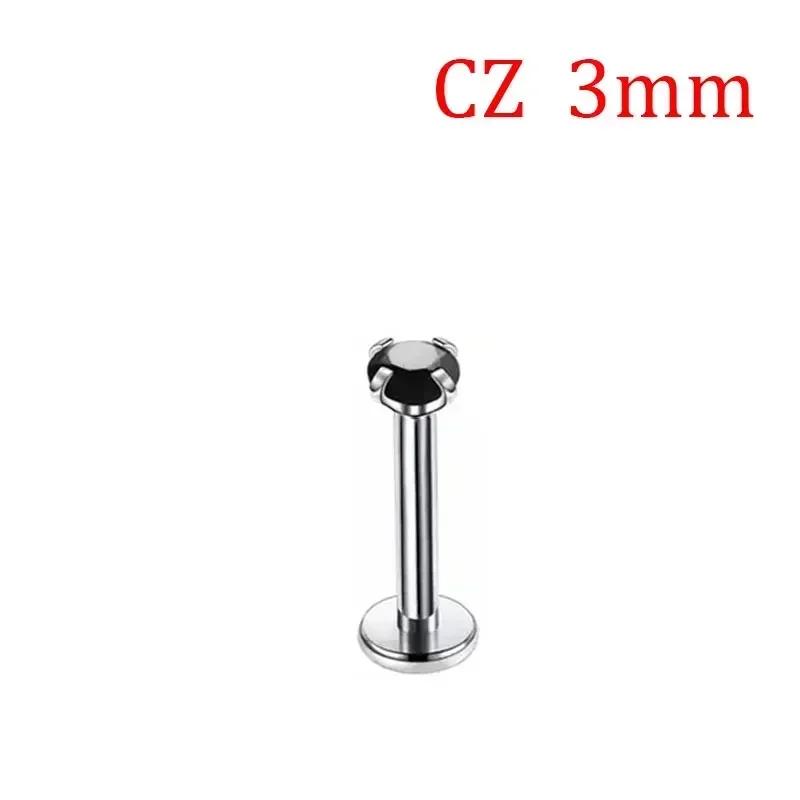 1 Stück G23 Titan Piercing CZ Stein Innen Gewinde Labret Monroe Lippenring Tragus Nagel Helix Ohrstecker 16G 18G Körperschmuck