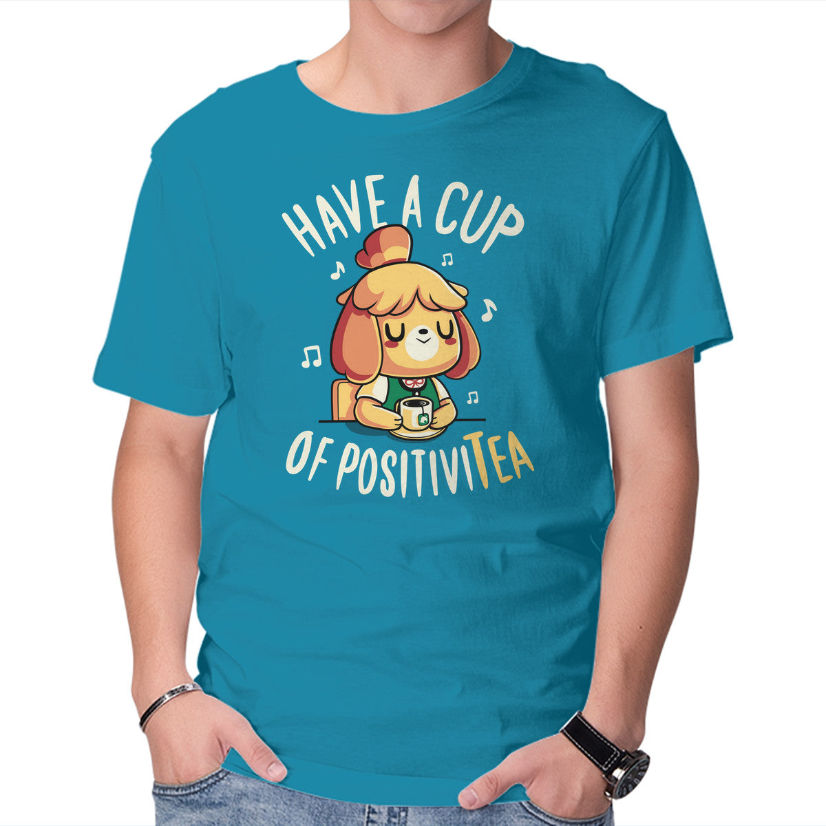 Unisex Crew Neck T-Shirt Cup of Positivitea Graphic Short Sleeve Casual Tee XL