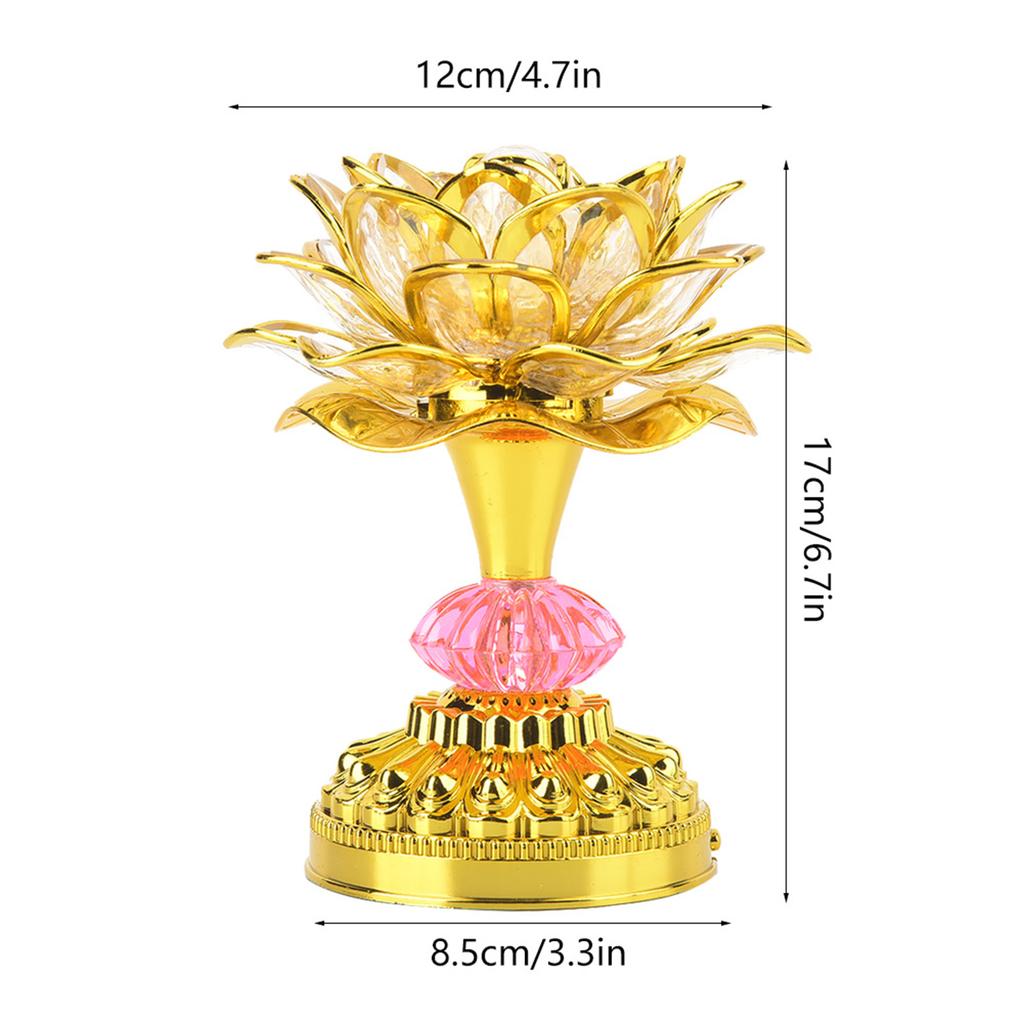 LED Vícebarevná buddhistická lotosová lampa s 13 různými buddhistickými písněmi (Zlatý)
