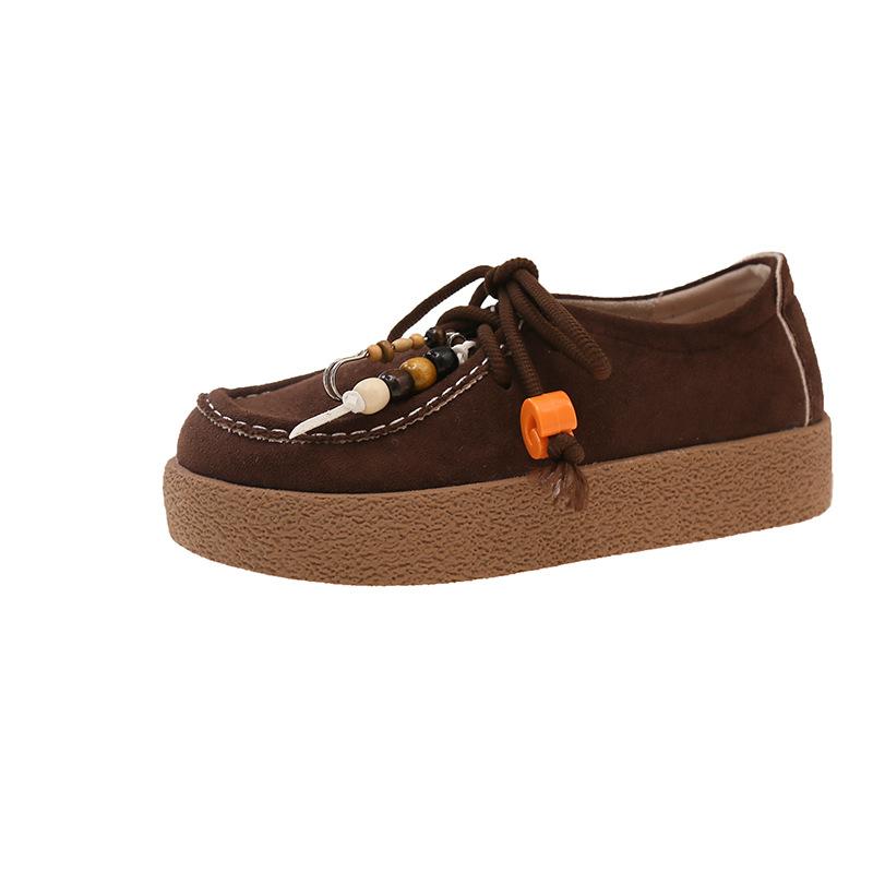 2025 spring new German training shoes platform kangaroo shoes women's spring and autumn retro wind anti-velvet loafers biscuits single shoes women