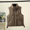 Anti-season large-size cotton clothes, vests for women, foreign style, autumn and winter new sleeveless vest, beige and black.