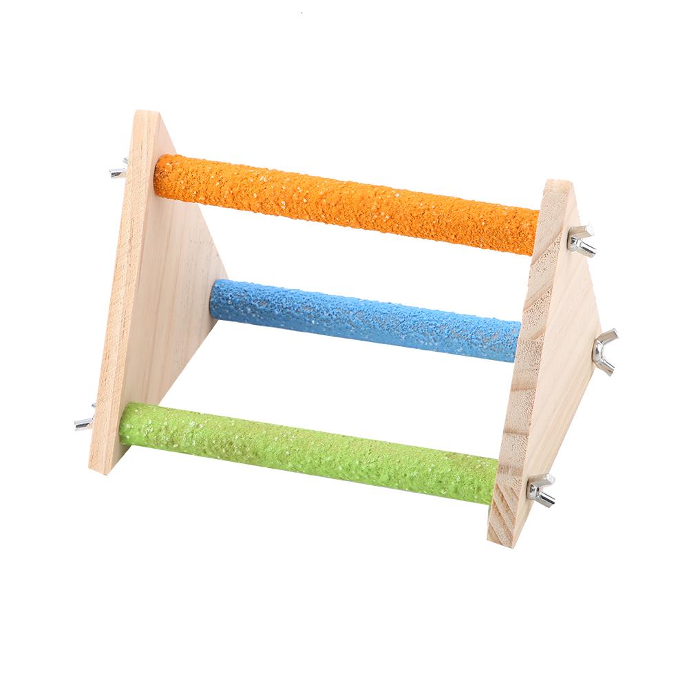 Bird Wooden Perch Wooden Platform Natural Wood Stand Toy Branch for Birds(Triangle)
