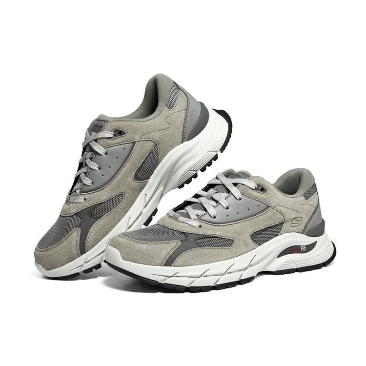 Skechers Arch Fit Fabric Retro Low Top Lifestyle Shoes Men Sneaker Gray 210482-GRY