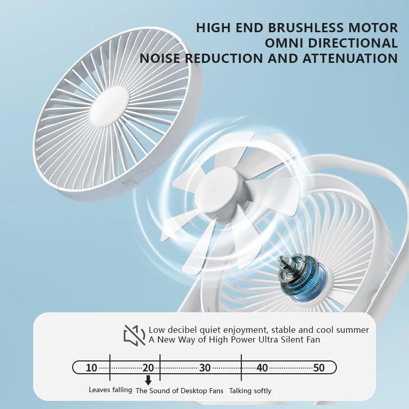 

2025 New Desktop Small Fan Office Portable Night Light Desktop 6 Inch Fan USB Power Storage Silent Detachable Fan