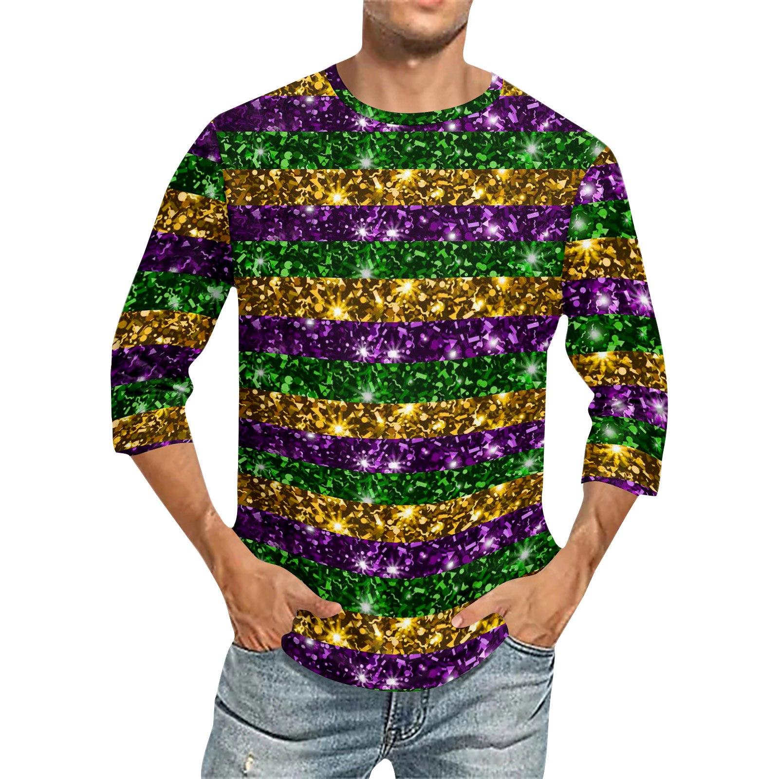 

Carnival Print - Men s Round Neck Short Sleeve Top XXXL фиолетовый