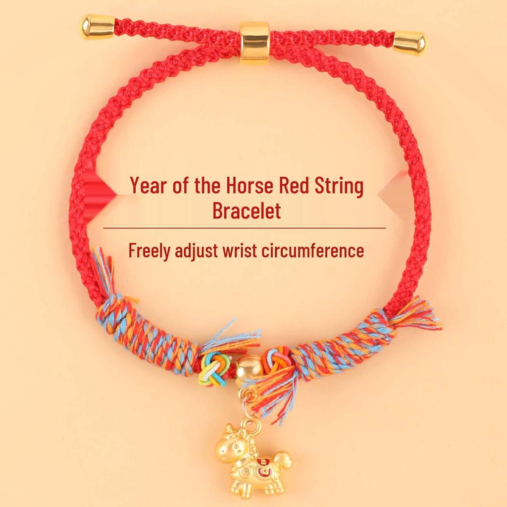 Rotes gewebtes Seilarmband für Männer & Frauen – Glücksbringer zum Jahr des Pferdes