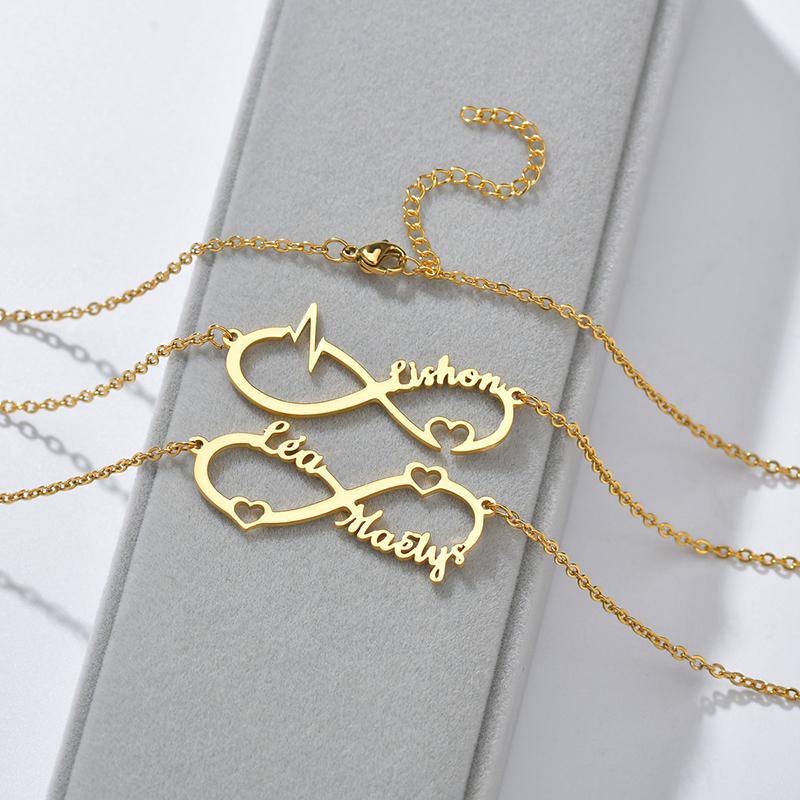 Atoztide 2022 New Stainless Steel Personalized Custom Couple Name Necklace Choker Chain Infinity Summer Pendant Nameplate Gift