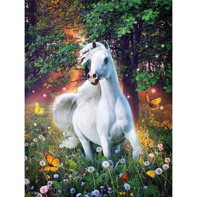 Pieno e rotondo trapano diamante ricamo cavallo bianco nel cespuglio pittura diamante punto croce strass
