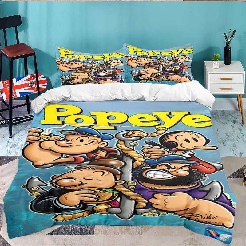 Popeye's Strength Displayed 3PCS Bedding set,Ideal for 1pc Duvet Cover And 2pcs Pillowcases Perfect for Fan gift,Ideal for Bedroom, Dormitory