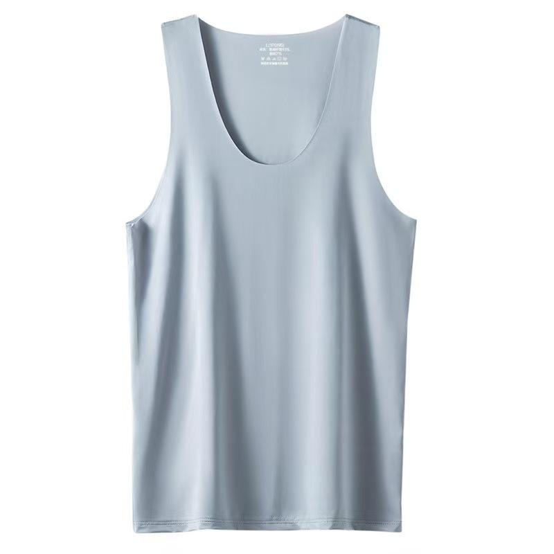 Nouveau débardeur sans couture en soie glacée pour homme, été, fin, respirant, élastique, séchage rapide, sous-vêtement de sport décontracté