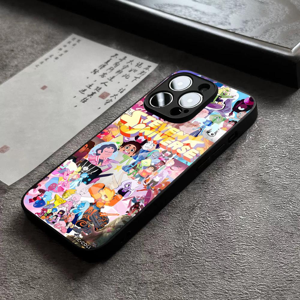 

Phone Case For IPhone 17 Pro Max 14 Pro 15 12 11 13 Mini X XR XS 16 Plus SE Glass Cover Cartoon Steven Universe iPhone15 Pro