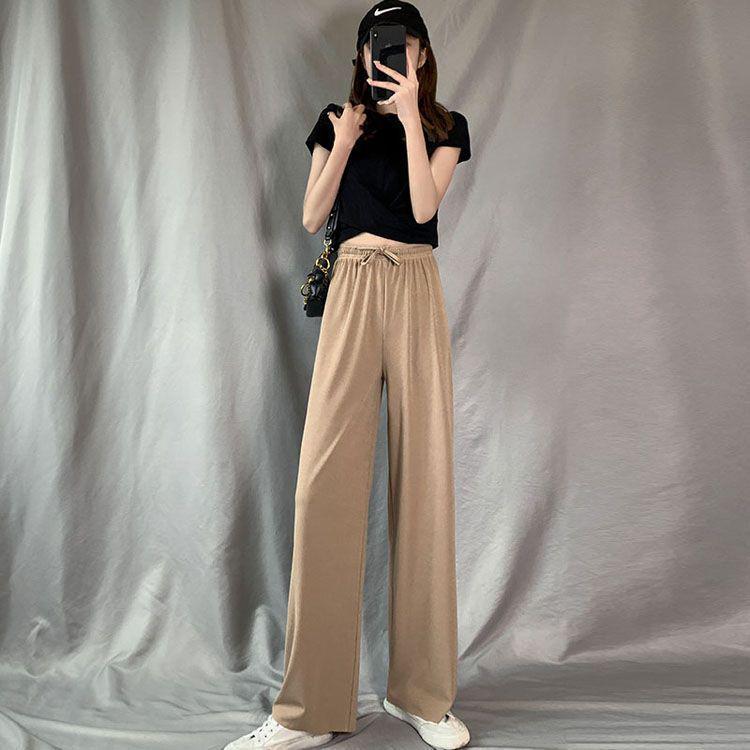 

Unisex Grey Slim-fit Sports Sweatpants - Summer Style, Trendy American Wide-Leg Design S (for 70-95 jin)
