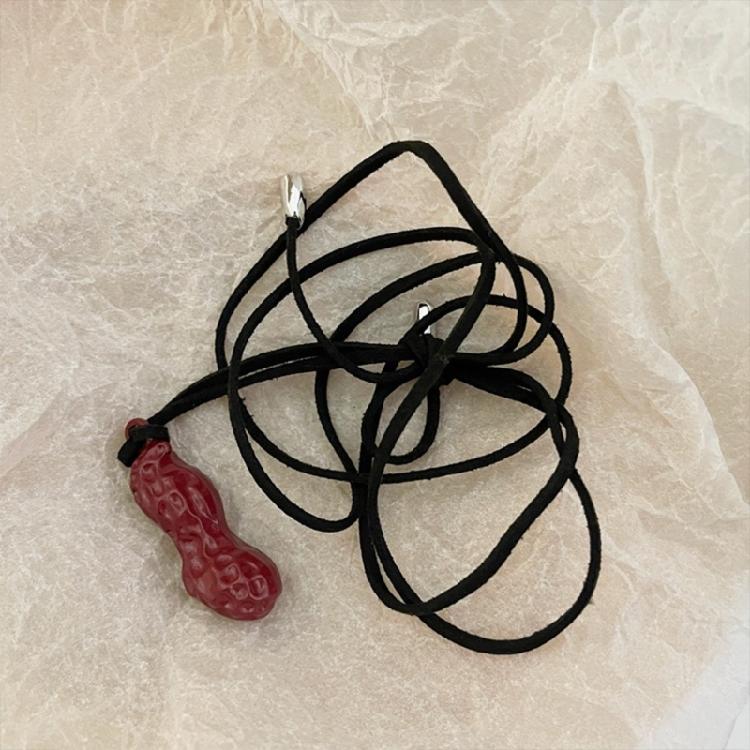 Sophisticated Peanut Necklace Featuring Black Cord Statement Jewelry Trendy Necklace Alloy Texture for Various Occasions