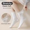 Womens Crew Ruffle Socks Cute Frilly Casual Socks Ribbon Bow Knit Cotton Lettuce Adorable Socks 3 Pack