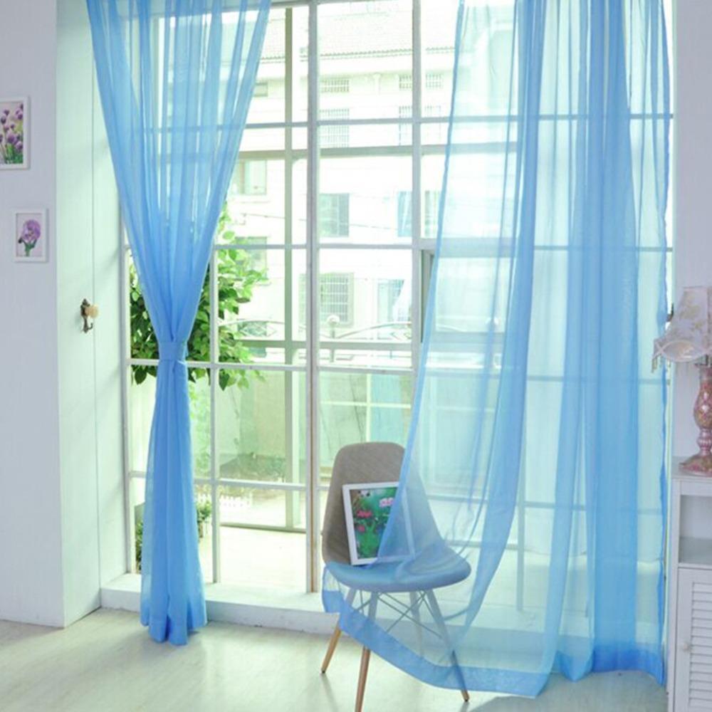 1x2M Rod Pocket Curtain Colorful Window Panel Fashion Sheer Tulle Curtains Kid Room Classroom