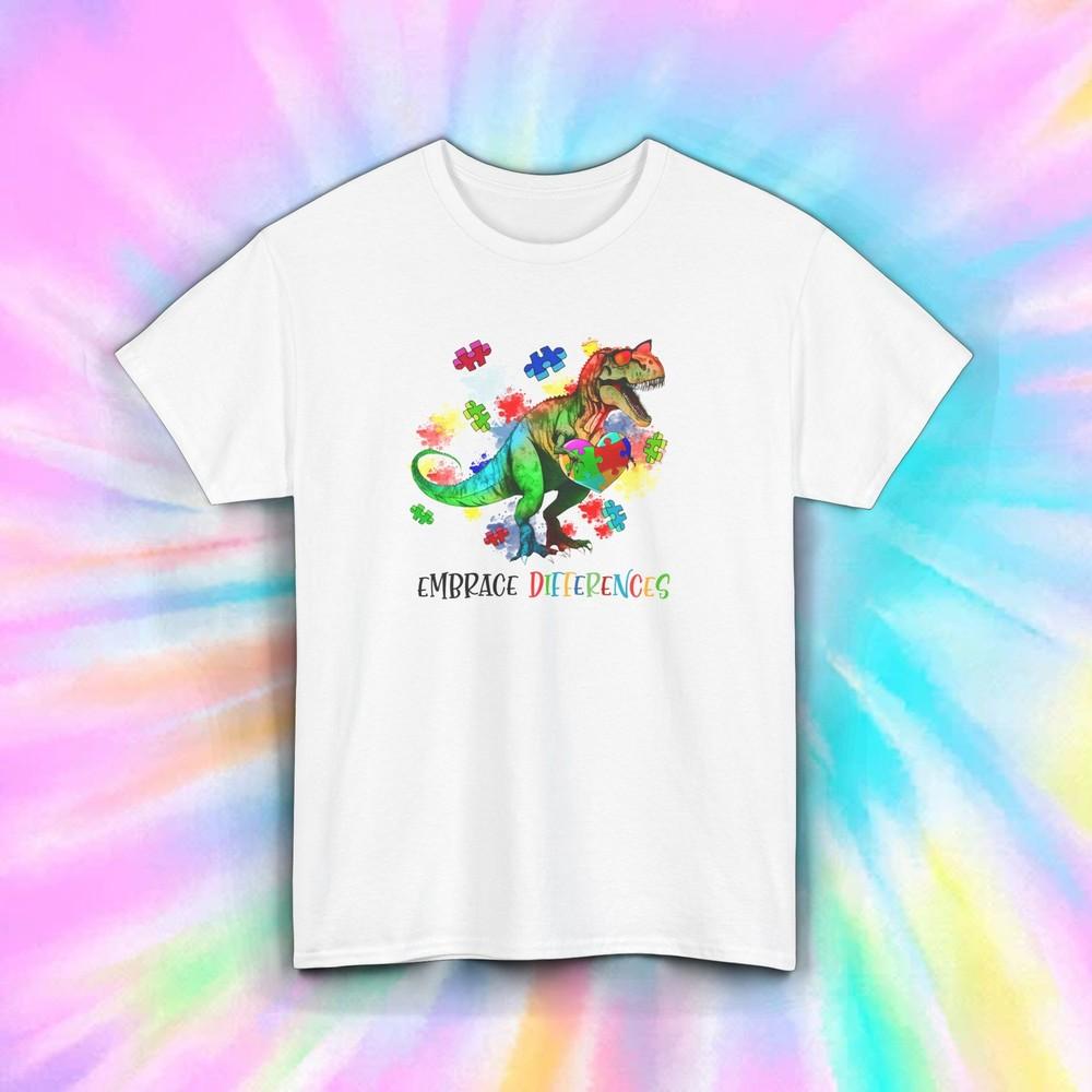 Autism Awareness Shirt Dinosaur Puzzle Pieces Embrace Differences S-5XL 2XL