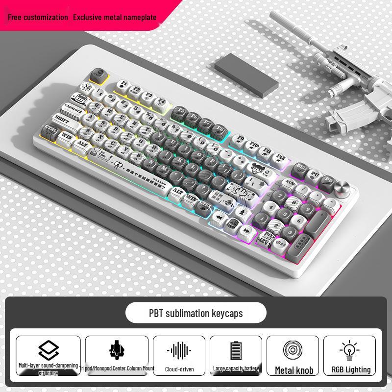 98-Key RGB Wireless Bluetooth Triple-Mode Mechanical Keyboard - Gaming, Esports & Office Customization Screen