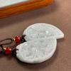 A-Grade Heart-Shaped Dragon & Phoenix Jade Pendant Pair - Ideal for Valentine's, Qixi, Engagement, or Wedding Gift